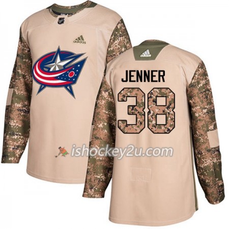 Mænd NHL Blue Jackets Trøje Boone Jenner 38 Adidas 2017-2018 Camo Veterans Day Practice Authentic